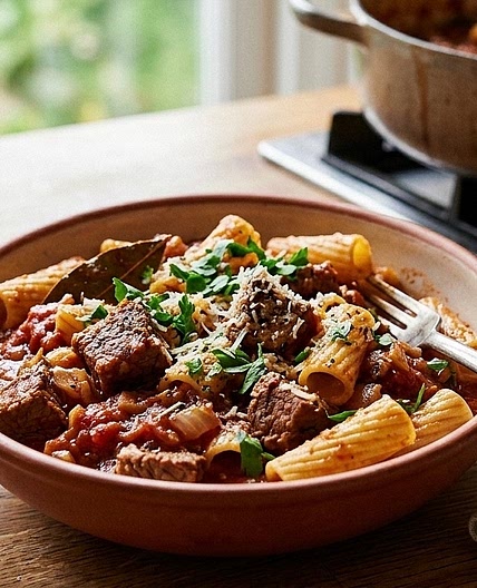 Massa à Camponesa com Cubos de Vaca