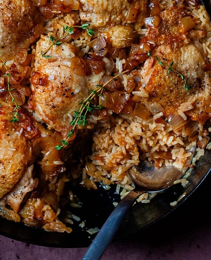 Chicken Rice with Buttered Onions