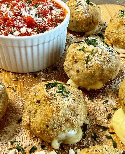 Air Fryer Stuffed Chicken Parmesan Bites