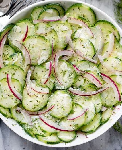 Marinated Cucumber Salad with Creamy Dill Sauce
