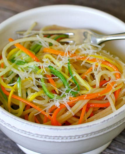 Receita de Macarrão de abobrinha e cenoura