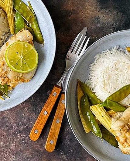 Easy Asian style fish parcels