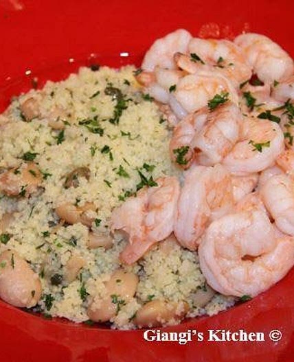 Chile Shrimps with Butter Beans and Lemony Couscous