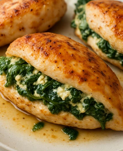 Chicken Breasts roll up with Spinach Mixture