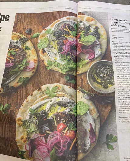 Lamb smash burger flatbreads with zhoug