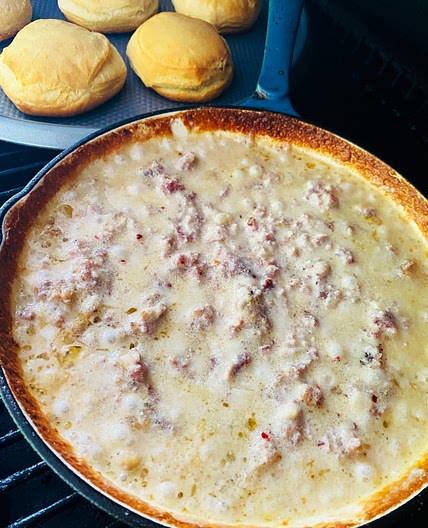 Traeger Biscuits and Sausage Gravy