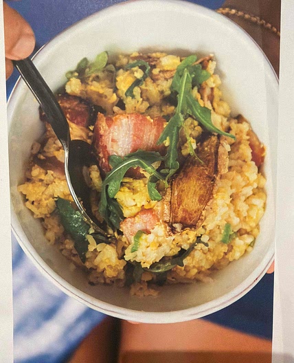 Fried Rice with Egg, Garlic, Ginger (and Optional Bacon)