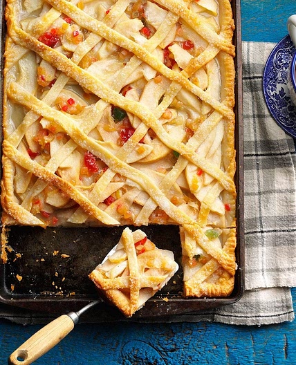 Lattice-Topped Pear Slab Pie