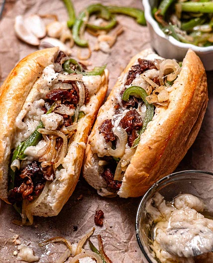 Vegan Philly Cheesesteaks (with Seitan!)