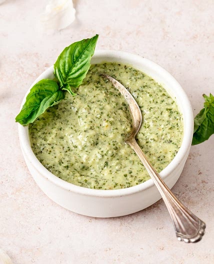 Homemade Creamy Basil Pesto
