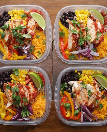 Weekday Meal-Prep Chicken Burrito Bowls Recipe by Tasty