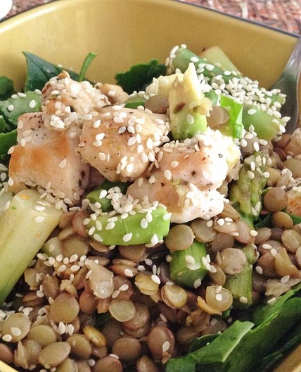 Receita de Salada de lentilhas com frango