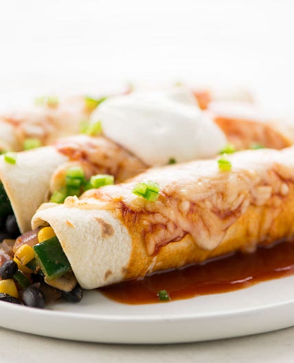 Black Bean Enchiladas with poblano pepper