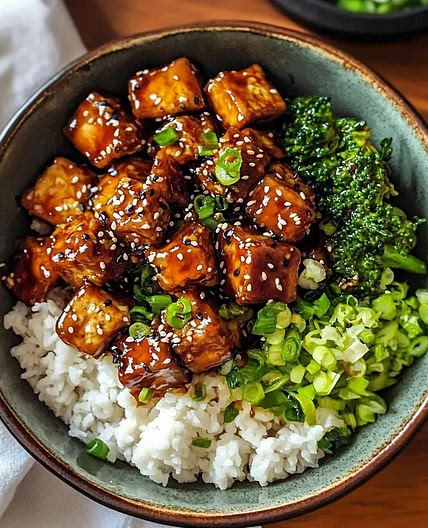 Tofu teriyaki bowl met extra veel groente (5 porties, ±450 kcal p.p.)