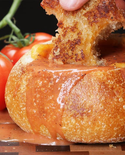 Grilled Cheese And Tomato Soup Bread Bowl Recipe by Tasty