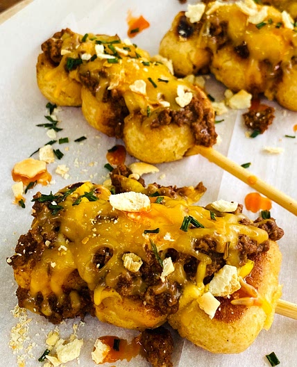 Blackstone Chili Cheese Dog Skewers