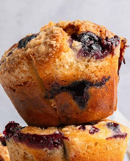 Blueberry Yogurt Muffins with Crumble Topping