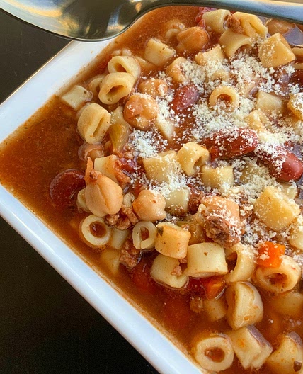 Lazy Slow Cooker Pasta E Fagioli With Ground Beef