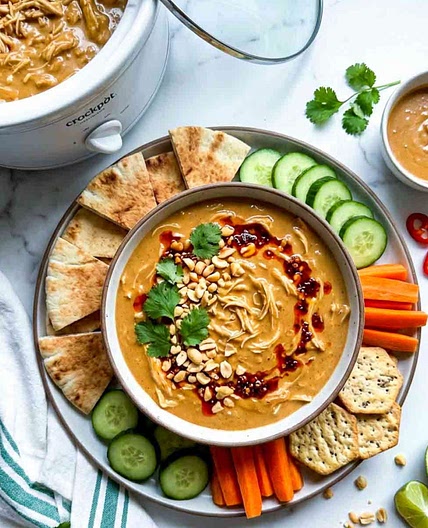 Crockpot Peanut Chicken Dip