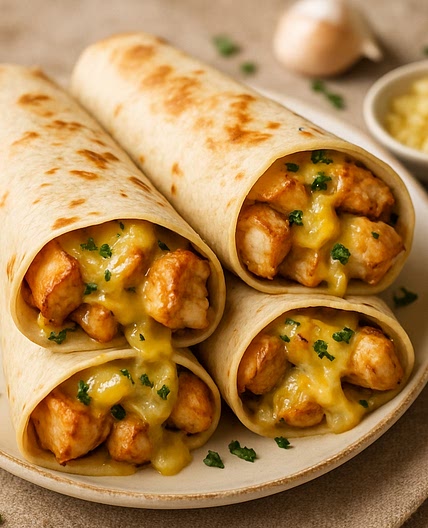 Cheesy Garlic Chicken Wraps
