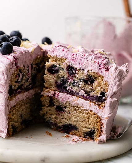 Moist & Fluffy One Bowl Vegan Lemon Blueberry Cake (Gluten Free Option)