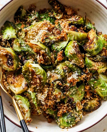 Miso-Sesame Glazed Brussels Sprouts
