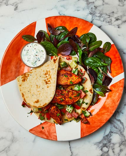 Mediterranean-Style Chicken Gyros With Tzatziki Mayo