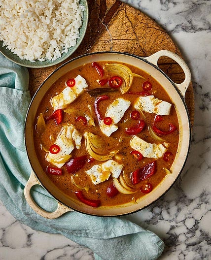 Baked Caribbean-Style Cod Curry With Rice
