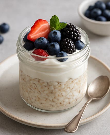 Overnight Oats with Greek Yogurt and Berries
