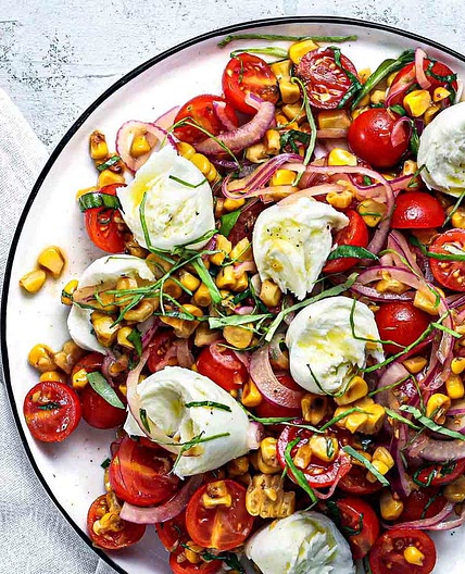 Charred Corn, Tomato & Mozzarella Salad