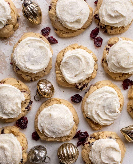 Cranberry Drop Cookies with Cream Cheese Frosting