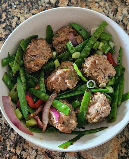 Gingery Pork Meatballs with Noodles