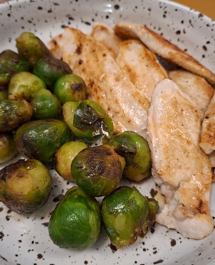 Grilled chicken and brussel sprouts