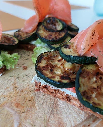 Smørrebrød - Grilled Zucchini and Smoked Salmon