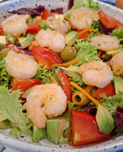 Salad - Fried Shrimps and lemon emulsion