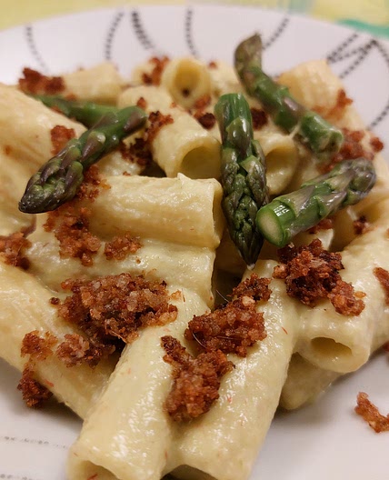 Pasta - Asparagus Cream and Anchovy Breadcrumb Crumble
