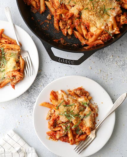 Chicken Parmesan Pasta Skillet