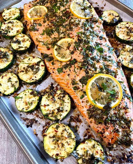 Garlic Herb Salmon and Zucchini
