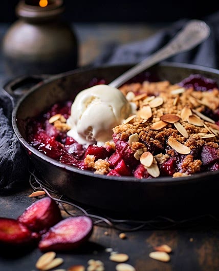 Spiced Plum and Almond Crumble
