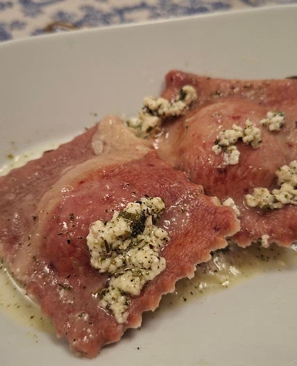 Beetroot Ravioli - Goat Cheese and Herb Filling
