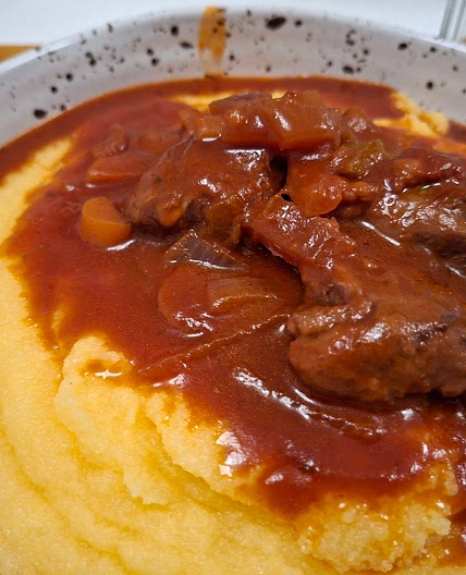 Pork Cheeks with Carrots and Polenta