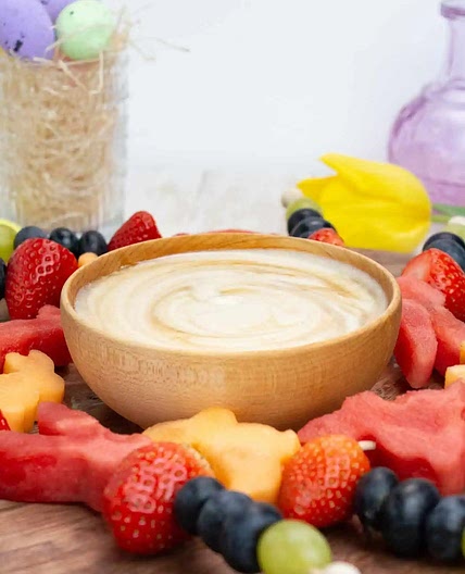 Easter Fruit Skewers with Vegan Cashew Maple Dip