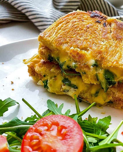 Caramelized Onion, Arugula, and Herbed Mayo Gourmet Grilled Cheese