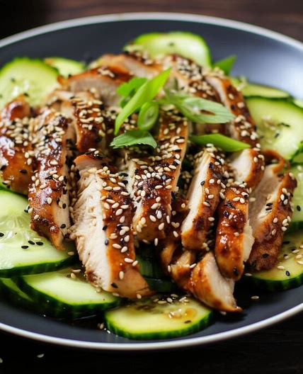 Grilled Chicken and Sesame Cucumber Salad
