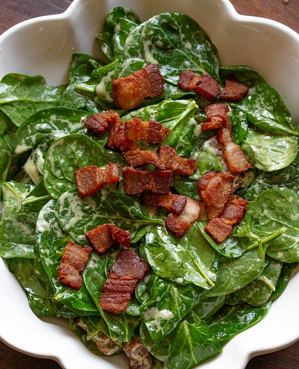 Spinach Salad with Warm Bacon Dressing