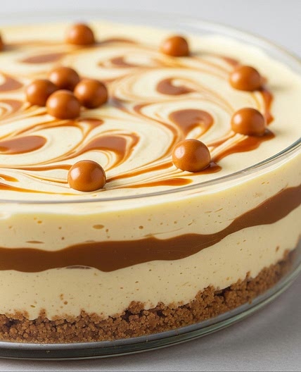 No Bake Caramel Cheesecake