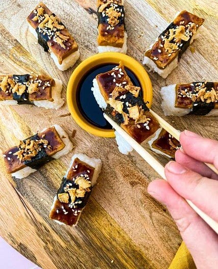 Super Delicious Tofu Nigiri With Garlic Soy Sauce