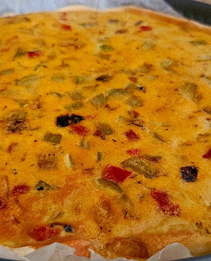 Quiche méditerranéenne (courgette, poivron, curry)