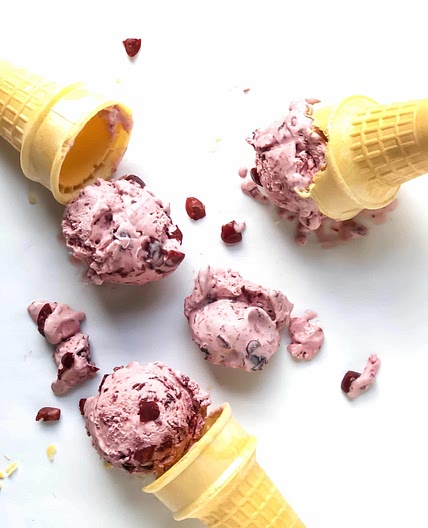 Homemade sour cherry ice cream