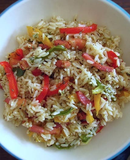 Rice with bacon and peppers